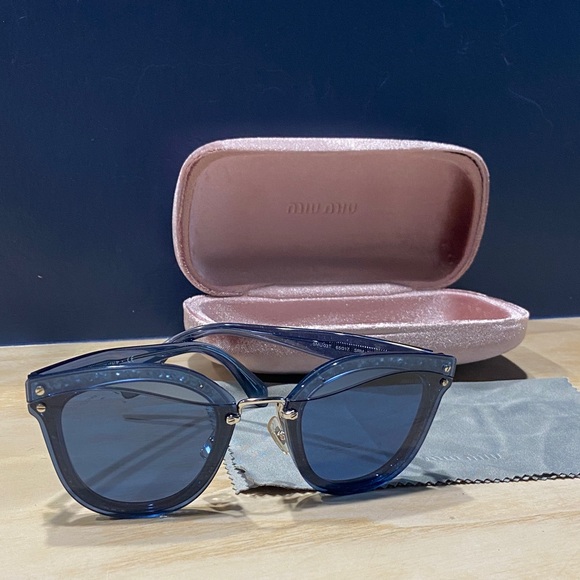 Miu Miu Accessories - Miu Miu Navy Sunglasses with Pink Case